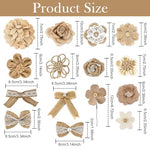 HASTHIP® Set of 20Pcs DIY Jute Burlap Ribbon Roll, Jute Rope for Craft includes 4 Rolls 2m Lace Fabric Ribbons for Gift Wrapping, 50m Hemp Thread, 4Pcs Bows for Decoration, 11Pcs Ribbon Flowers Decor