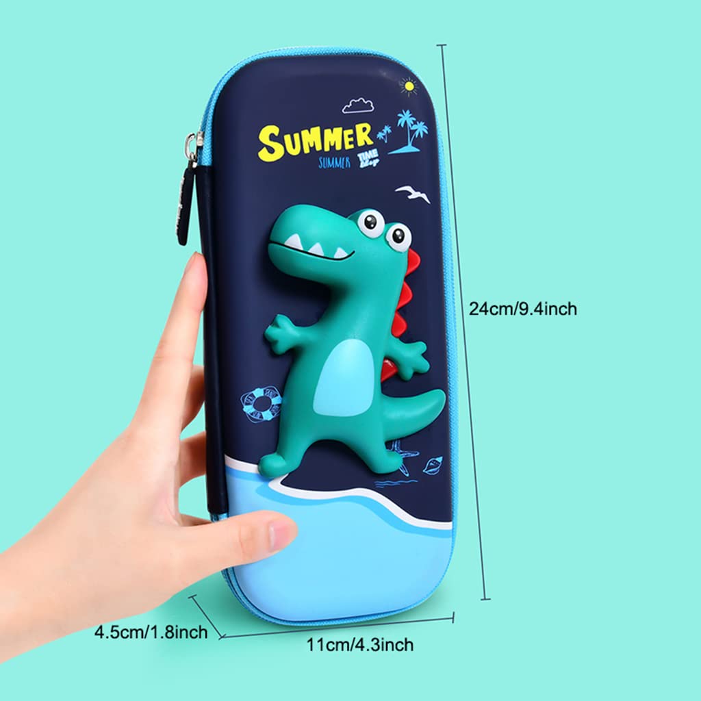 Soft Touch Pencil Case with Compartments, 3D Stereo Cartoon Pencil Box, Large Capacity Zipper Pencil Pouch, Pouch Pen Case Simple Stationery Bag for Teens Girls Adults Student (Dinosaur)