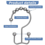 HASTHIP Shower Curtain Hooks for Bathroom Rods with Dual Side Design and 12 Metal Rings (Nickel)