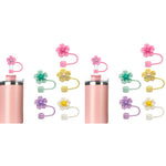 HASTHIP Flower Silicone Straw Caps for Stanley 30 40 Oz Cups featuring 10mm Covers | Dust-Proof Cherry Blossom Design
