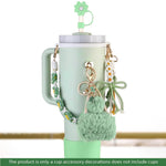 HASTHIP Stanley Cup Accessories Set of 8 for 40oz and 30oz with Crochet Hand Strap | Floral Charms and Silicone Boot