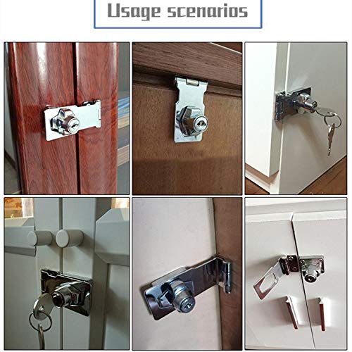 HASTHIP Drawer Lock Set for Cabinets and Desks with 3 in Keyed Hasp Chrome Plated | 2 Sets