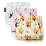 HASTHIP® 3 Piezas Mini Bolsas para Mujer, Estuche Cosmético Pequeño sin Cremallera, Bolsa de Maquillaje Portátil Impermeable, Monedero con Diseño de Cierre Automático y Estampados Modernos para