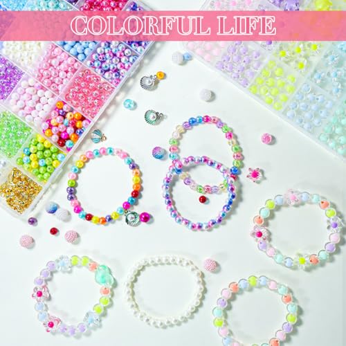 HASTHIP® PATPAT 831Pcs Bracelet Making Kit for Girls, DIY Jewellery Set with Colorful Beads, Charms, Crystal Thread, Pendant, Scissors & Tweezer for Necklace and Bracelet Crafts