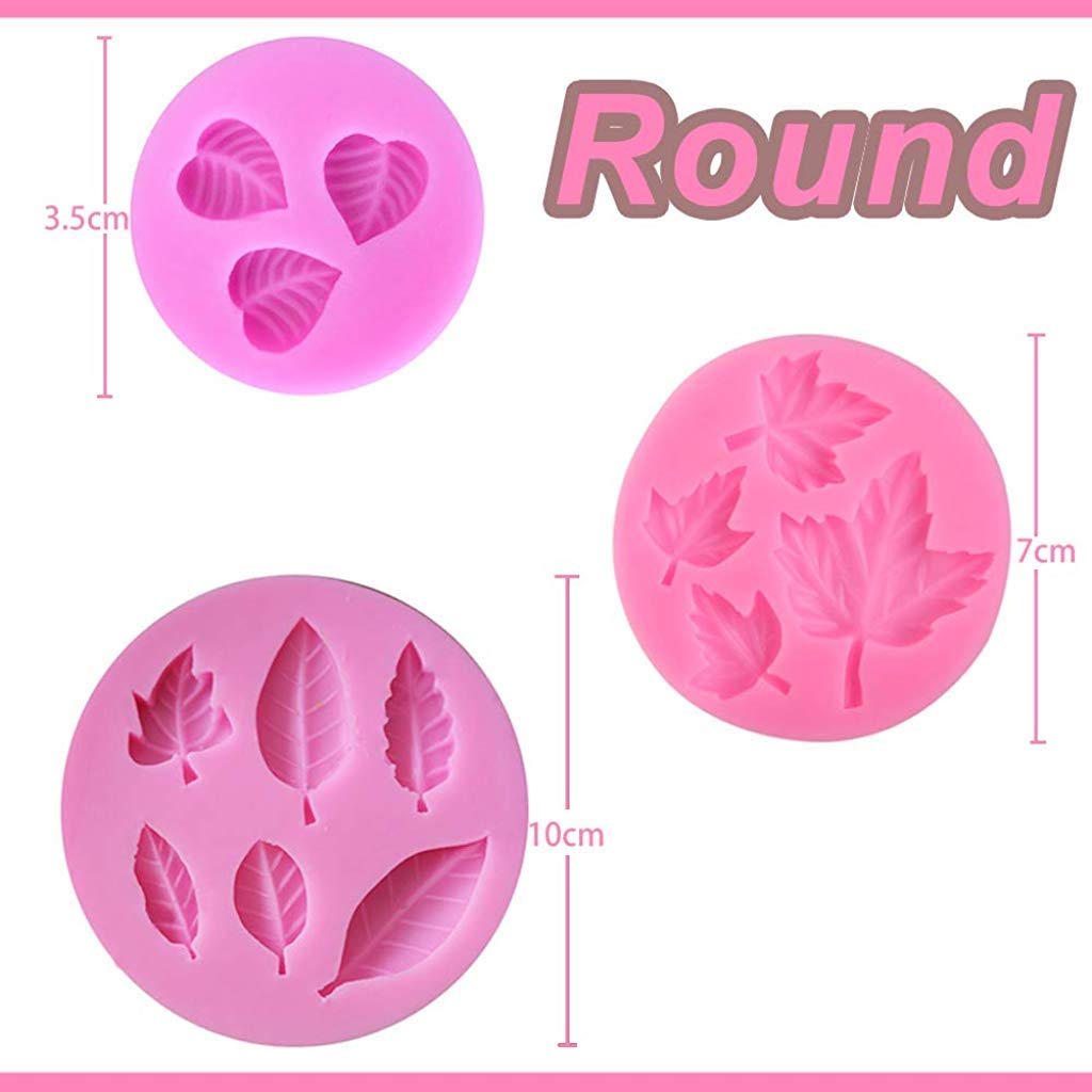 HASTHIP® 10PCS Silicone Leaves Fondant Molds 3D Mini Maple Leaf Rose Shaped DIY Cake Decoration 20 x 10 x 3 Centimeters
