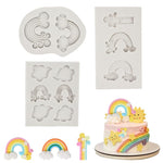 HASTHIP® 3Pcs Silicone Fondant Molds, Food Grade Silicone Baking Molds, Dreamy Rainbow Cloud Mold Set for Cake Decorating, Chocolate, Candy, Sugarcraft
