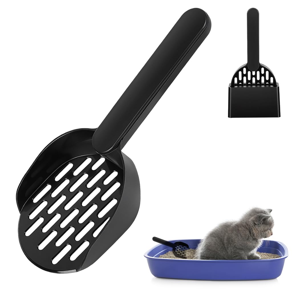 HASTHIP® Cat Litter Shovel with Wall Storage Case, Perforated Cat Litter Scoop for Cleaning Clumps