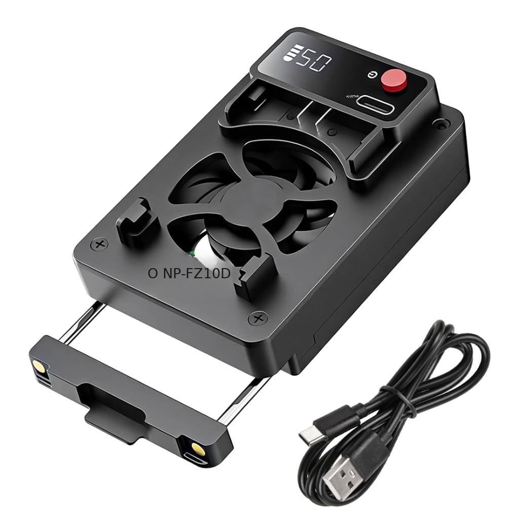 HASTHIP® ZORBES Enfriador para Cámara SLR De Transmisión En Vivo, Ventilador De 5 Velocidades Recargable USB con Abrazadera De Resorte y Pantalla LCD