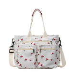 HASTHIP® Tote Bag for Women Large Canvas Shoulder Handbag with Cherry Print, Everyday Work Purse with Multiple Pockets, Travel and Daily Use Satchel