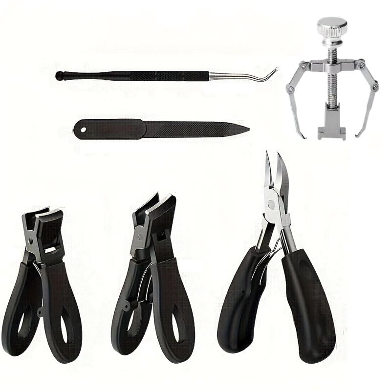 HASTHIP® Professional Ingrown Toenail Tools Kit for Seniors, Wide Jaw Straight Edge Nail Clippers, Large Angled Toenail and Fingernail Cutter, Stainless Steel Manicure Pedicure Set for Men Women