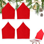 HASTHIP® 4PCS Christmas Chair Covers,Red Hat Dining Chair Slipcovers,Christmas Back Covers Kitchen for Xmas Holiday Festival Kitchen Bar Dining Room Table Decor