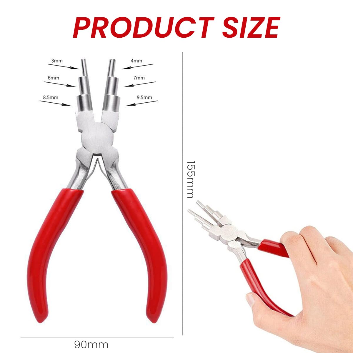 6" Jewelry Pliers - Carbon Steel Round Nose Needle Nose Pliers For 3-10mm Rings DIY Wire Looper Jewelry Bail Pliers Jewelry Making Tools, Rubberized Handle Comfort Grip