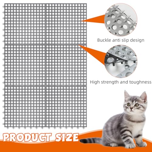 HASTHIP® 6Pcs Pet Cage Mat for Dog/Cat/Rabbit, Plastic Pet Flooring Mat Cat Cage Mats Dog Litter Catcher Pads, Waterproof Non-Slip Floor Mats for Cats Dogs Bunny Easy to Clean Cage Pads (1Pcs 30*30CM)