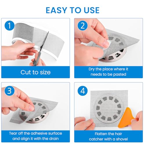 HASTHIP® 1 Roll Kitchen Sink Strainer Steel Hair Catcher Shower Drain Cover Cuttable PVC Mesh Stickers for Bathroom 13 Feet 4.72 Inches Width 3 PCS