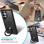HASTHIP® Compatible with Samsung Galaxy Matte Phone Case for Samsung Galaxy S25 Ultra 2 in 1 TPU Bumper Case with Folding Magnetic Ring Grip Phone Stand Support Wireless Charging