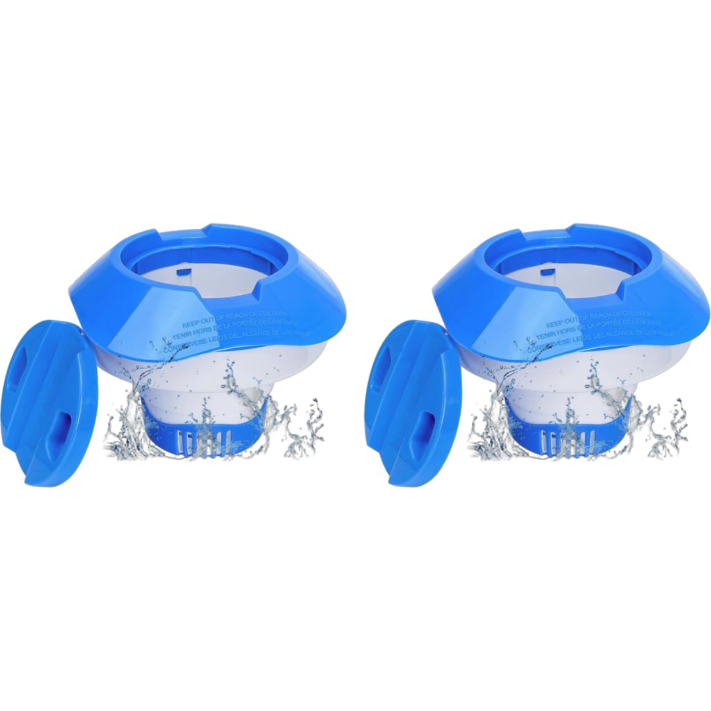 HASTHIP Pool Chlorine Floater for Swimming Pool and Spa featuring 7 in Design with Lid | 2PCS