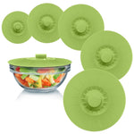 HASTHIP Silicone Lids for Bowls 5 Sizes 13.2–26.2cm with Reusable Suction Seal Covers Green