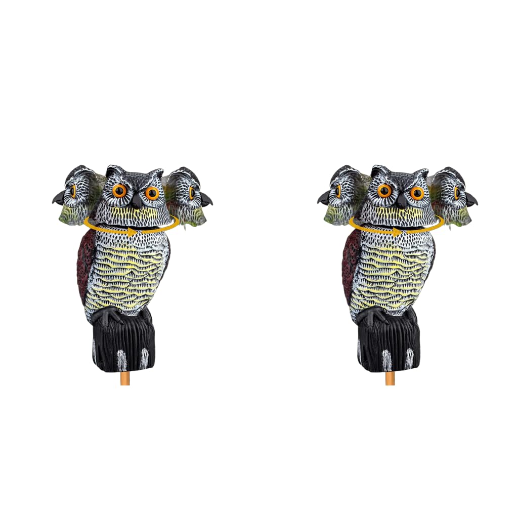 HASTHIP Outdoor Bird Repellent Devices for Garden and Balcony featuring 360 Degree Rotating Head Owl Decoys 2PCS