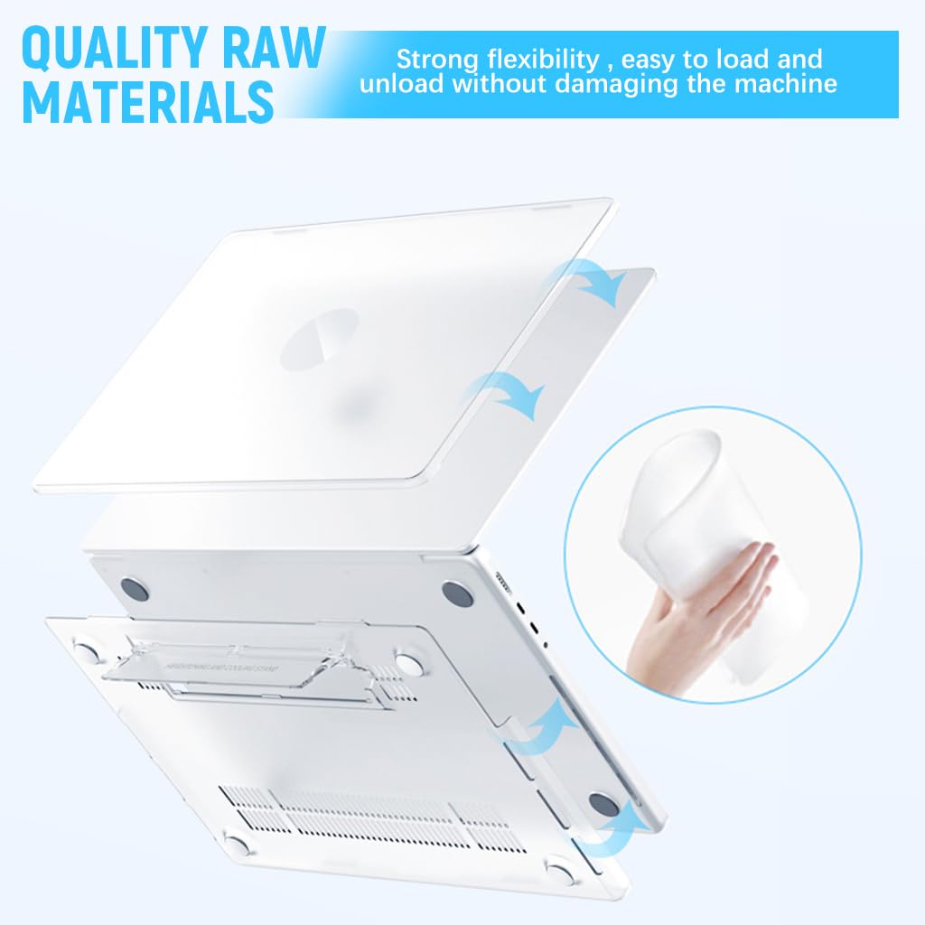 Laptop Case for MacBook M3 A2918 A2992 / M2 A2779 / M1 A2442 Pro/Max Sleek Transparent 2 in 1 Laptop Case with Intergrated Folding Rising Stand Universal Laptop Case for MacBook Pro 14 inch