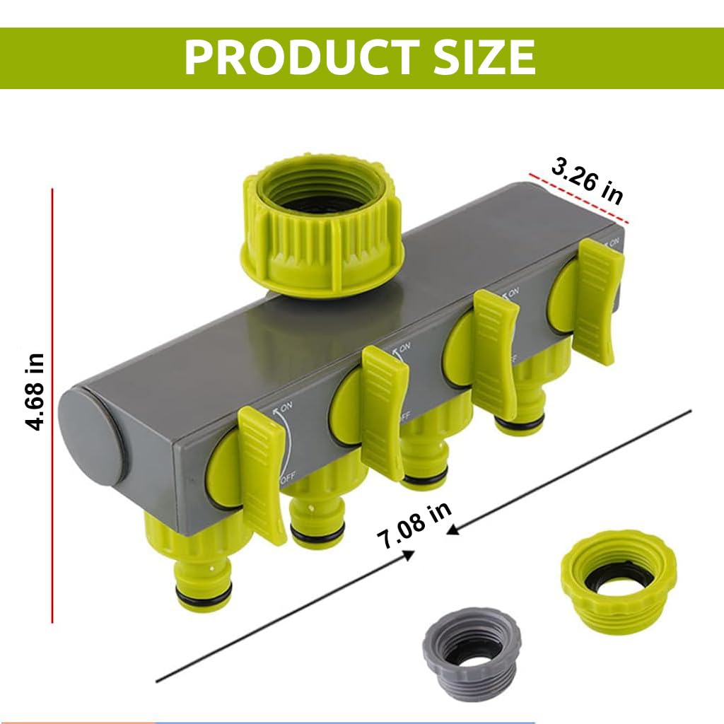 HASTHIP Universal Garden Hose Splitter for Irrigation and Lawn Watering with 4 Way Outlets | Quick Connect Plastic Faucet Adapter