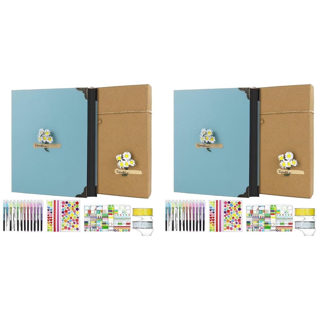 HASTHIP DIY Scrapbook Photo Album Kit for Couple with 60 Pages 3 Ring Binding | Anniversary Gift Set