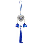 HASTHIP Door Hanging Bell for Home Decor featuring Dual Bells and Hollow Heart Evil Eye Charm