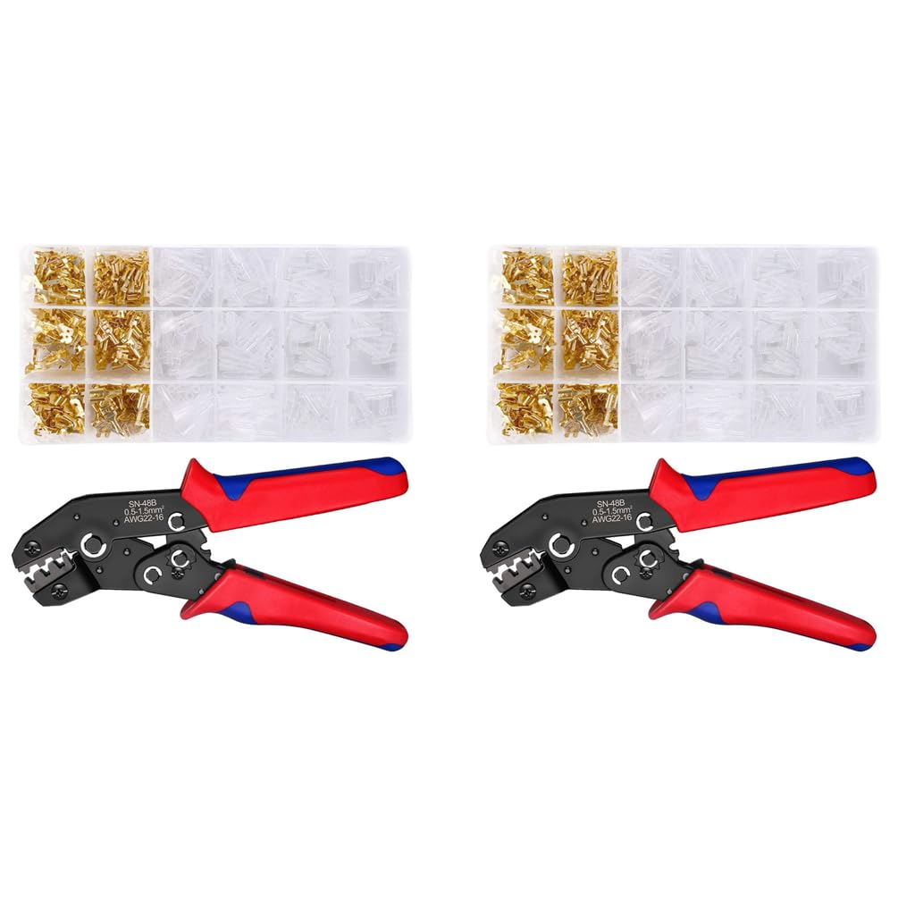 HASTHIP Wire Terminals Crimping Tool Kit with 600 Spade Connectors and Self Adjusting Ratcheting Pliers for AWG 22 16 Wiring Projects