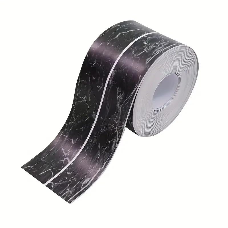 HASTHIP® 1 piece of PVC sealing strip, 3.2-meter self-adhesive for waterproof sealing tape, edge protection, sink, toilet and bathroom -Black