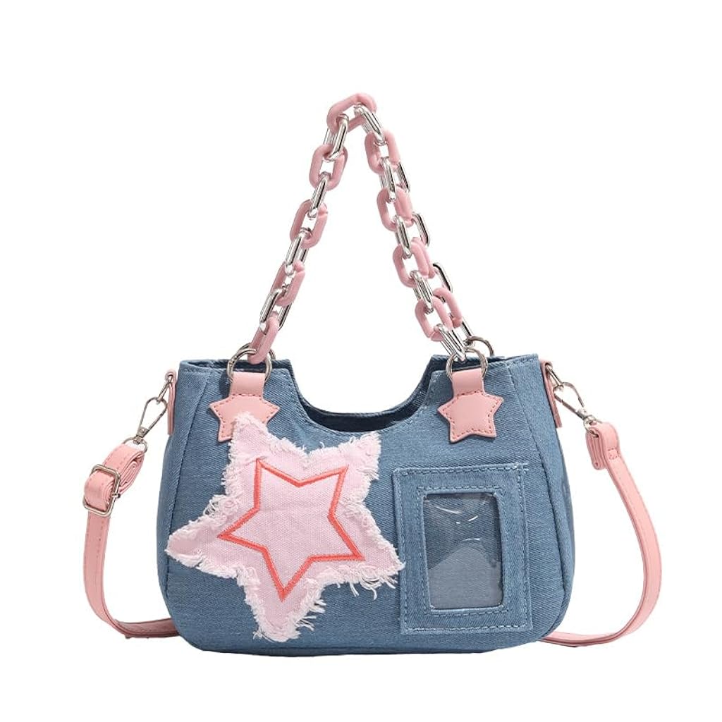 HASTHIP® Shoulder Bag for Women Y2K Star Patchwork Denim Crossbody Bag