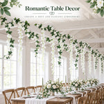 HASTHIP White Artificial Wisteria Garland, 2,5 m with 10 Silk Flower Strands for Wedding Decor