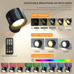 HASTHIP® Dual Head RGB LED Wall Lights for Home, 360° Rotatable Magnetic Rechargeable Lamp with Remote, 5 Brightness Levels, Metal Modern Light for Bedroom, Study, Closet