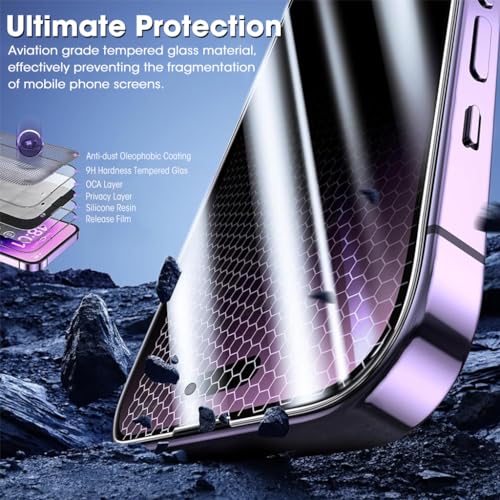 HASTHIP® 2 Packs Edge to Edge Privacy Screen Protector for iPhone 14 Pro Max 6.7'' HD Tempered Glass Screen Protector Anti-glare Screen Protector for iPhone 14 Pro Max