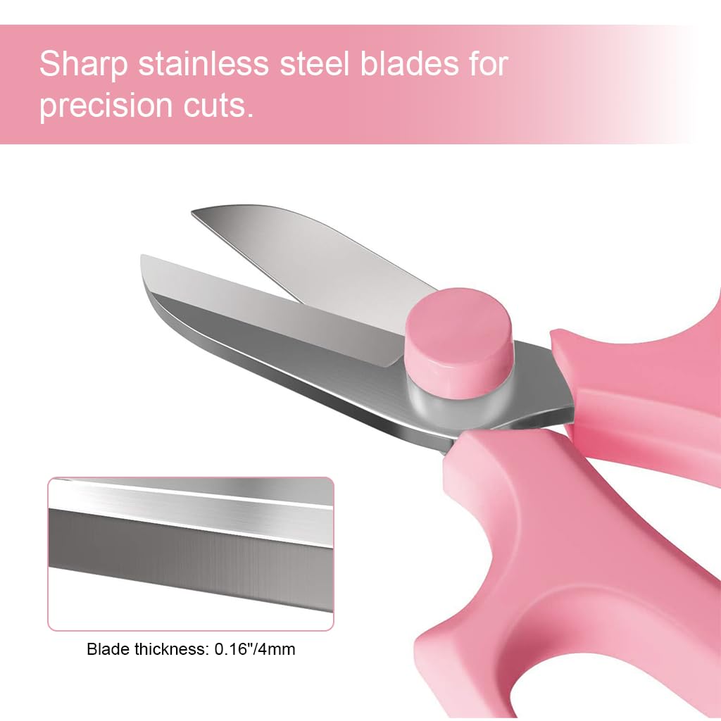 HASTHIP Flower Scissors for Gardening and Floral Arrangement with Stainless Blades and Pink Handle