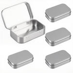 HASTHIP Small Tin Box for Storage with Hinged Lid 4 Pcs 31g Silver Aluminium | 95x60x20mm