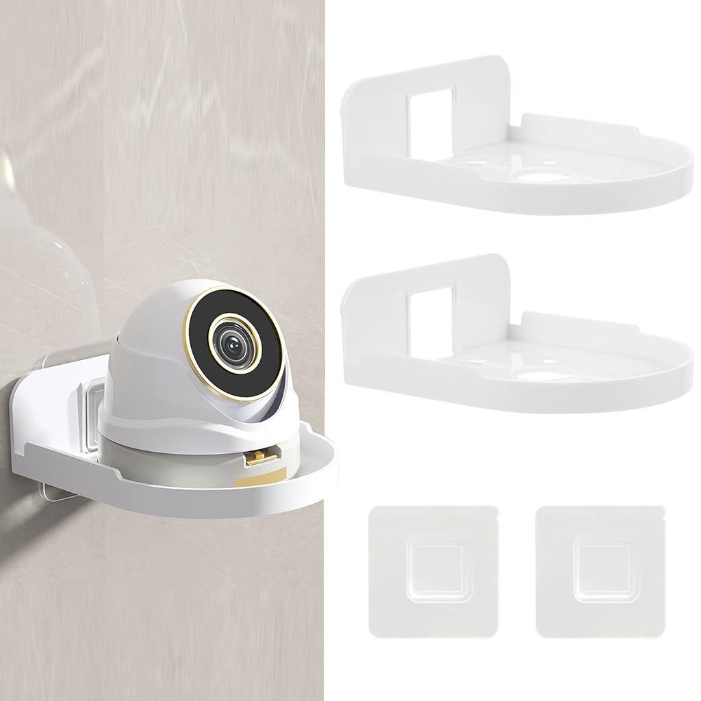 HASTHIP® 2Pcs Soporte de Montaje en Pared para Cámara de Seguridad,Estante Adhesivo sin Taladro Acrílico Blanco,Soporte Cámara Vigilancia Inalámbrica y Monitores Bebé,12x9.5X
