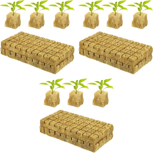 HASTHIP® 100PCS Seed Starter Rockwool Hydroponics Growing Cubes 0.98 Inches Seedling Cuttable Pad for Plant Flower Vegetable Seeds