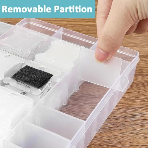HASTHIP® Embroidery Floss Organizer Kit Cross Stitch Thread Storage Box Tools with Floss Bobbin Winder 80PCS Plastic Bobbins Color Number Stickers DIY Storage