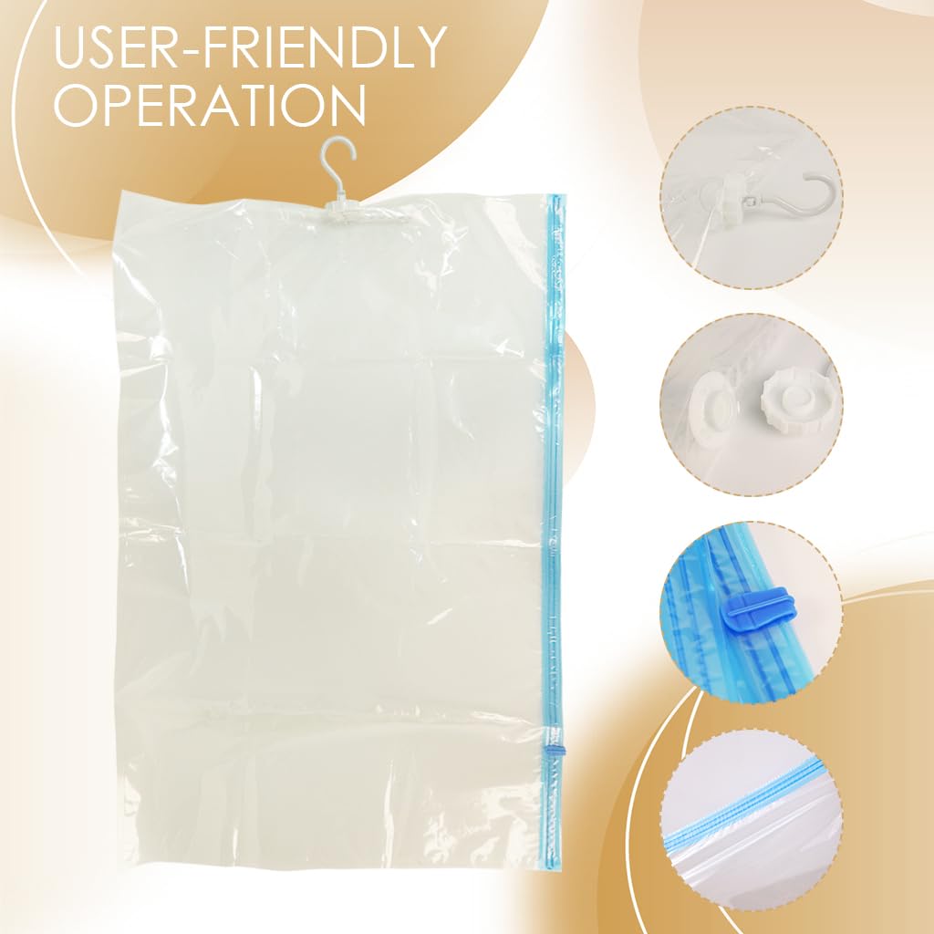 HASTHIP Hanging Vacuum Storage Bags for Clothes with Double Seal Zippers and Hooks | 4Pcs 41 and 57 in Dustproof Closet Bags