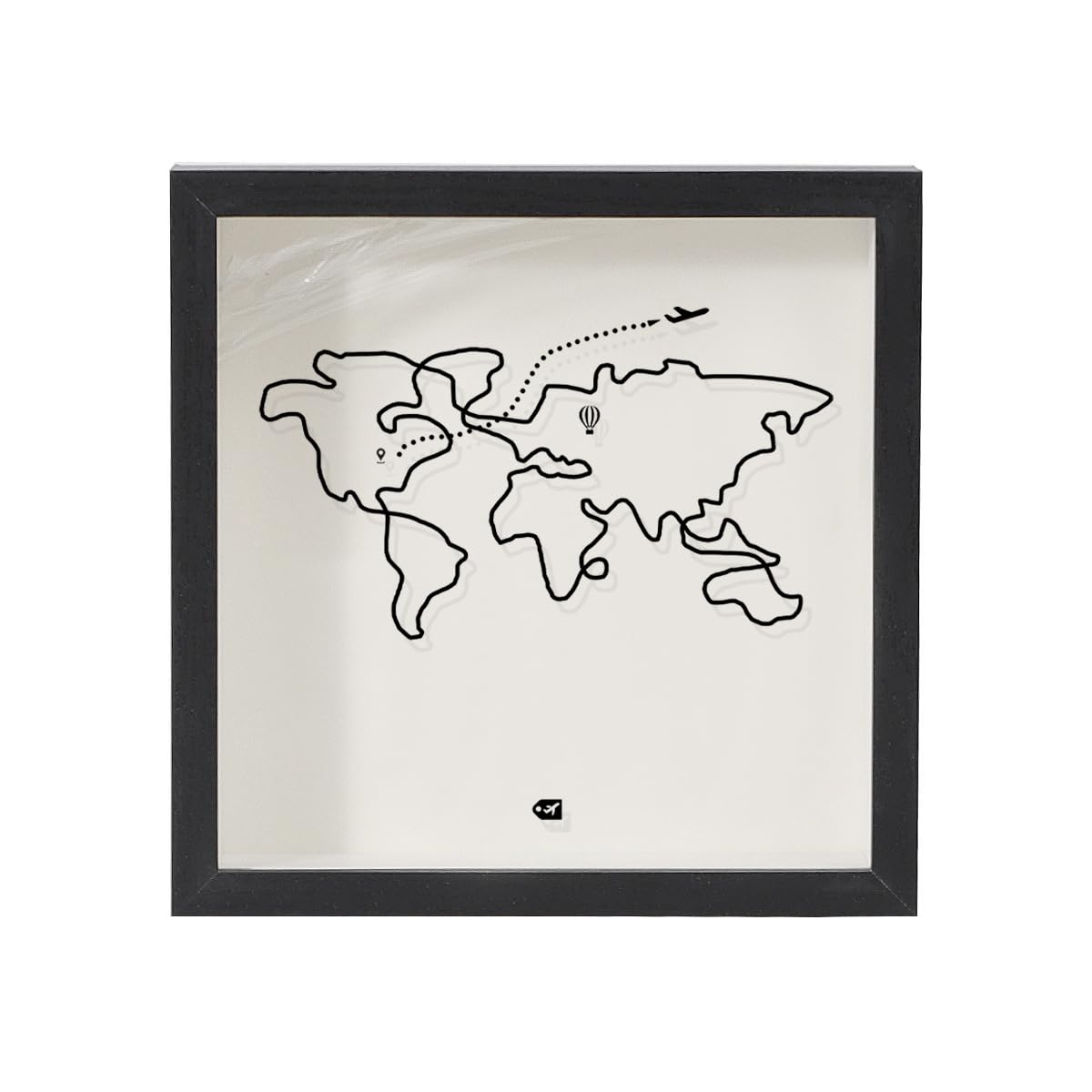 HASTHIP® Caja de Sombras para Recuerdos de Viaje 8x8in,Shadow Box con Ranura Superior para Boletos Conciertos,Cine y Souvenirs Exhibidor Memorias y Postales - Negro