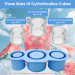 HASTHIP® Ice Cube Tray Silicone Ice Mold Multi Sized Hollow Cylinder with Lid Food Grade BPA Free