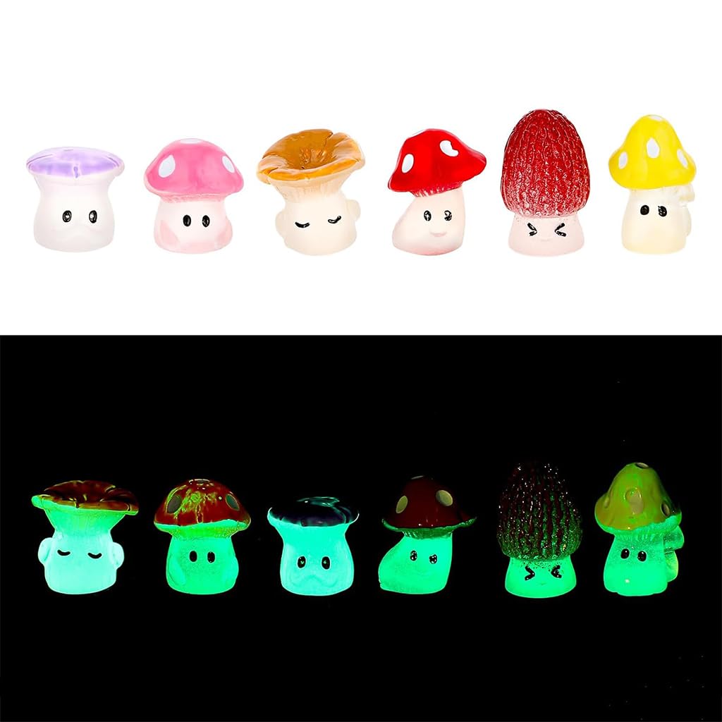 HASTHIP Miniature Garden Figurines for Moss Landscape with 6pcs 1.2x2cm Resin Mushrooms | DIY Decor