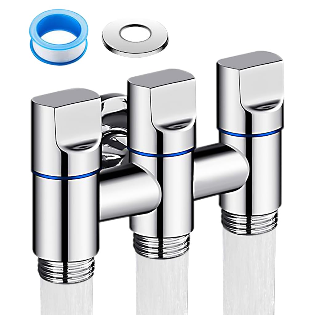 HASTHIP 3 in 1 Faucet Tap for Shower and Washing Machine with Independent Valve Control | Stainless Steel 1/2 Inch Universal Design