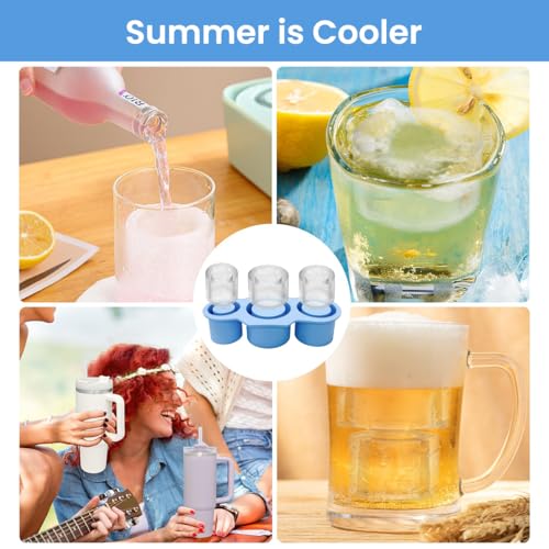 HASTHIP® Ice Cube Tray Silicone Ice Mold Multi Sized Hollow Cylinder with Lid Food Grade BPA Free