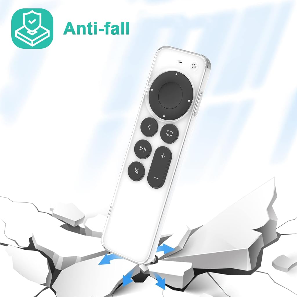 HASTHIP® Funda de Silicona para Mando Apple TV 4K 2ª/3ª Generación, Cubierta Protectora Antigolpes Ligera con Agarre Antideslizante y Correa para Siri Remote