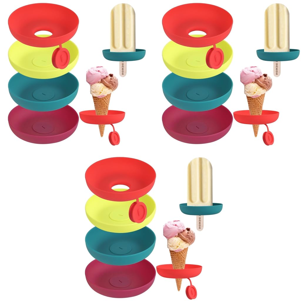 HASTHIP Silicone Popsicle Drip Catcher for Ice Cream Cones | 2 in 1 Food Grade Holder Pack of 4