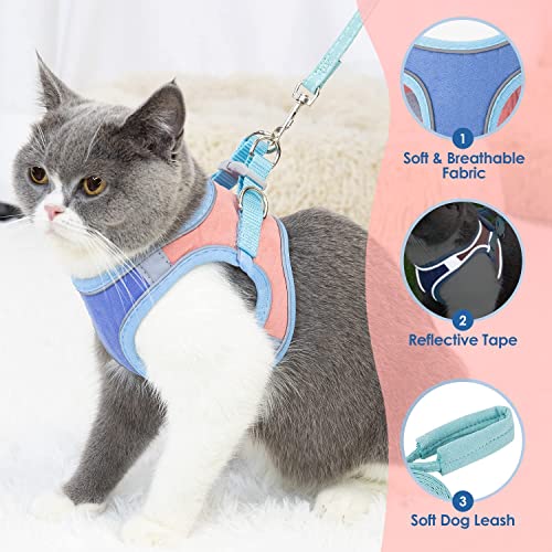 HASTHIP® Cat Harness with Leash (1.5m) | Escape-Proof Cat Belt with Safety Buckle & Double Rings Buckle Adjustable Reflective Breathable Cat Vest Strap for Small Cats (Recommended weight 3kg)