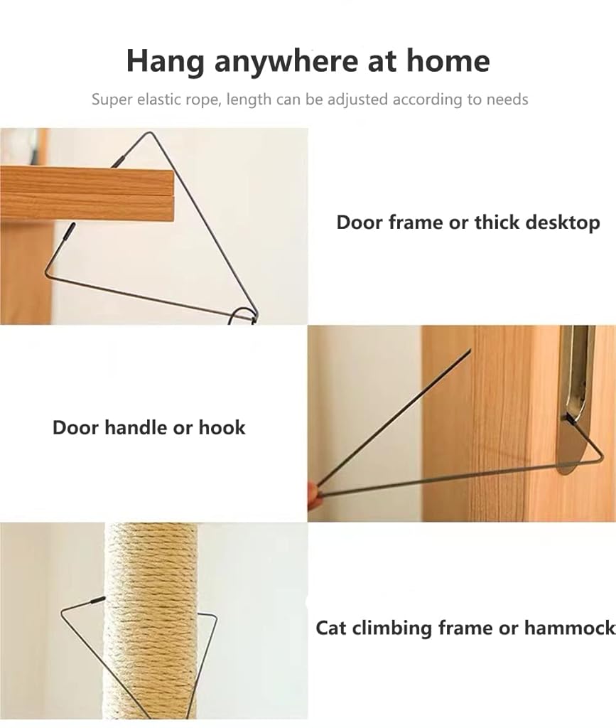 HASTHIP® Juguete Interactivo para Gatos,Varita con Cuerda Elástica Ajustable y Cinta Colorida,Juguete Colgante con Ratón de Felpa Teaser para Gatos de Interior Ejercicio y Diversión