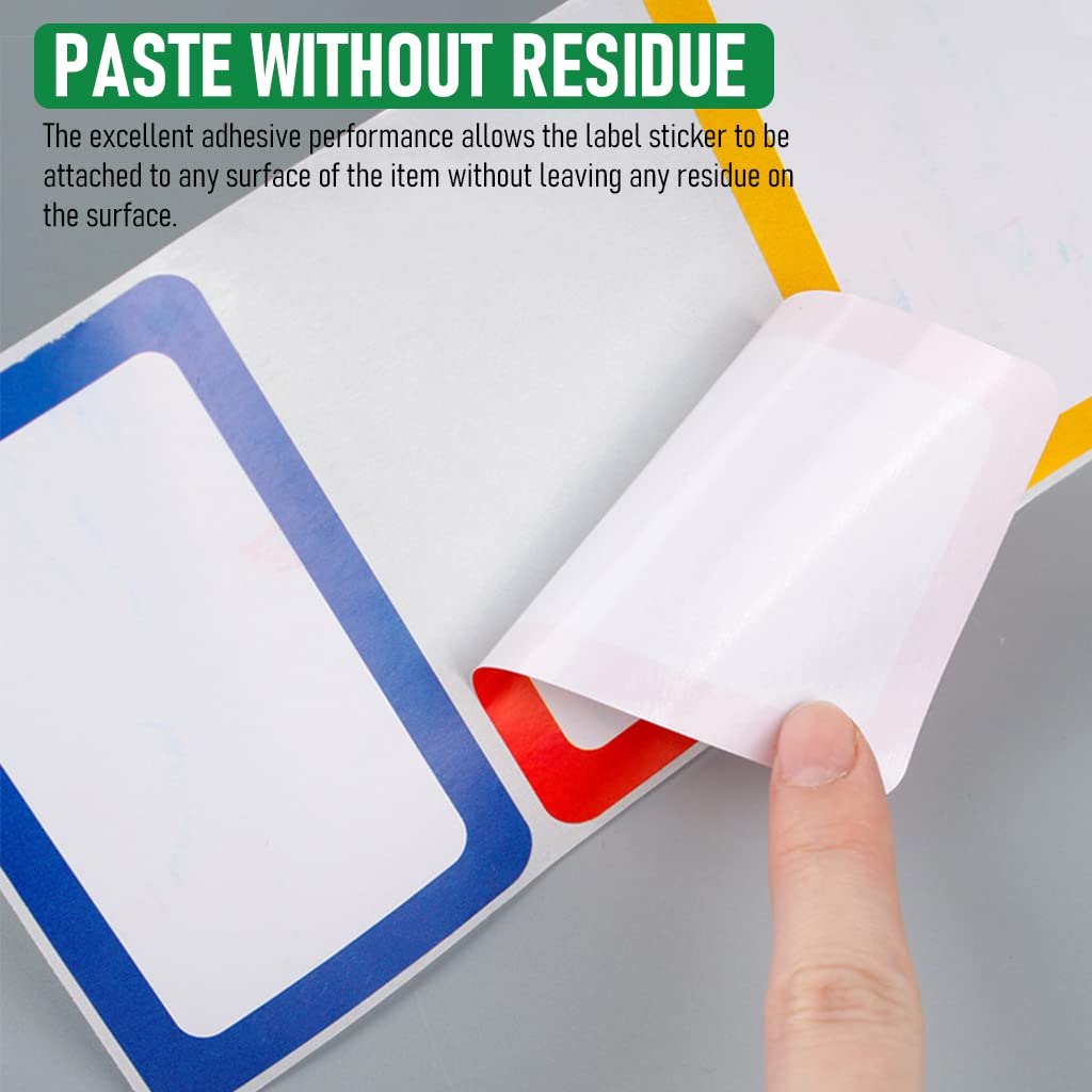 300 Sheet Colored Label Stickers, 3.5"x2.3" Self Adhesive Tags 4 Colors Name Tag Sticker for Office, School, Classroom, Meeting, Kindergarten, Parties, Warehouses, Clothes and Mailing