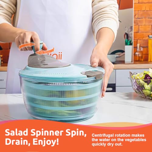 HASTHIP® Salad Spinner 4.24 Quart, Manual Vegetable Dryer with Rotatable Strainer, Easy Spin Lettuce Washer and Dryer, Large Food Preparation Tool for Salad, Vegetable, Fruit, and Pasta Cleaning