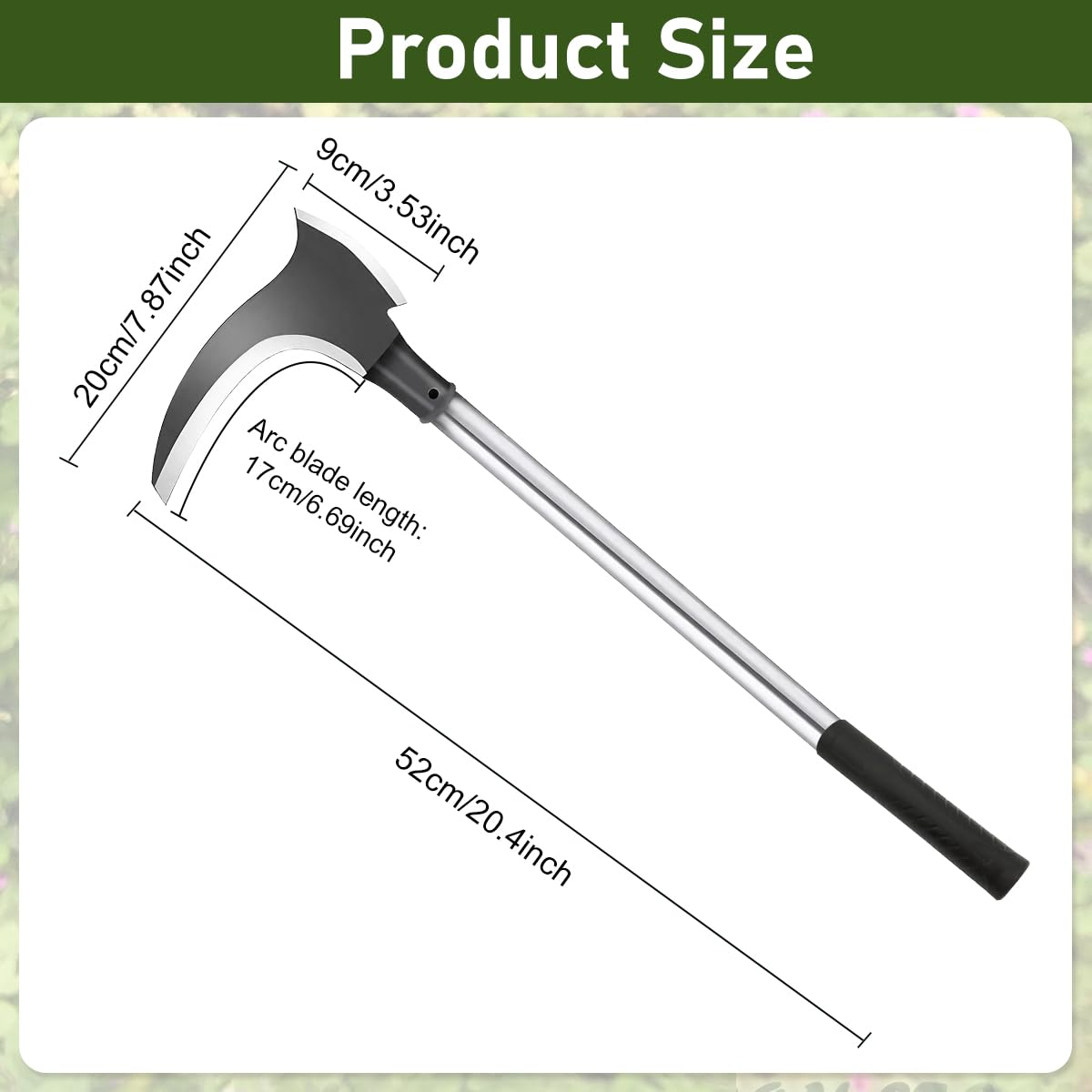 HASTHIP Carbon Steel Axe Tool for Wood Cutting and Grass Removal 52 cm | 2 in 1 Design with Anti Slip Handle